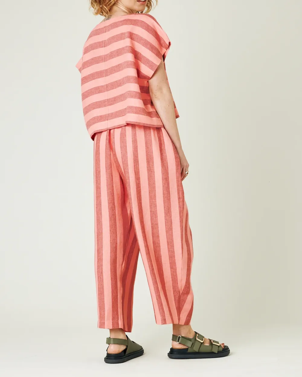 BLUSH STRIPE LINEN TROUSERS