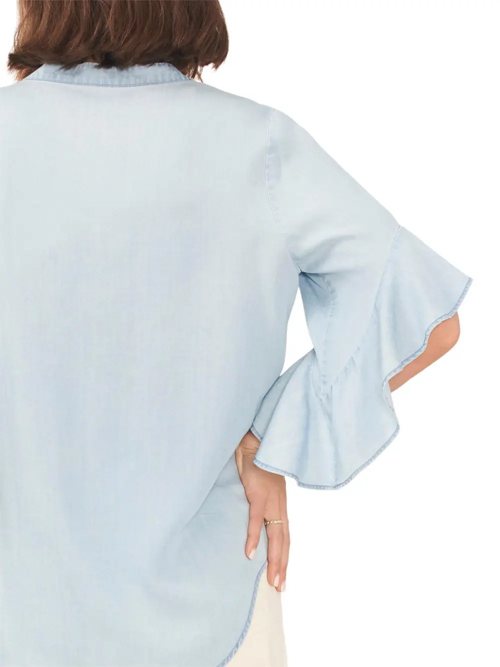 Pintuck Flutter Sleeve Blouse