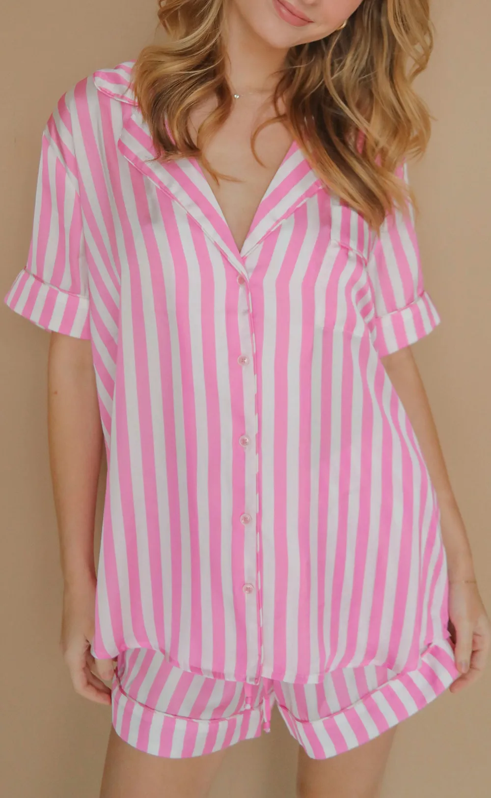 Show Me Your Mumu: Slumber Pj Set - Pink White Silky