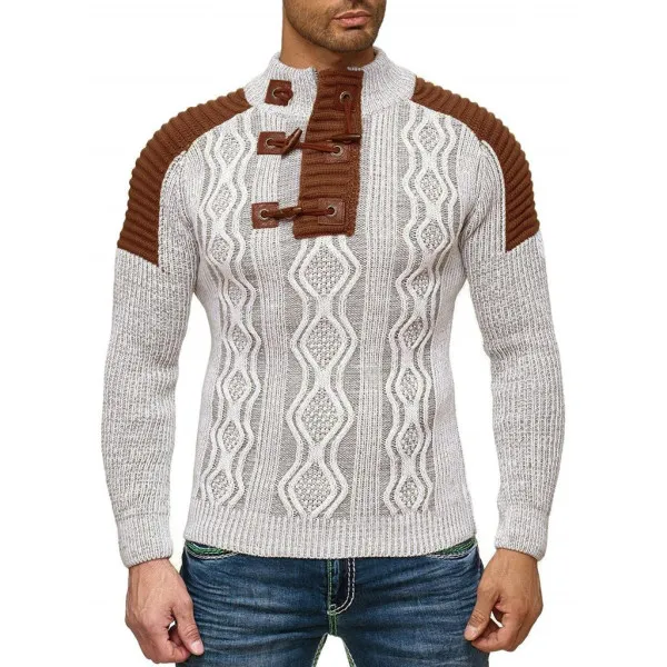 Men's Retro Warm Stand-up Collar Zipper Sweater