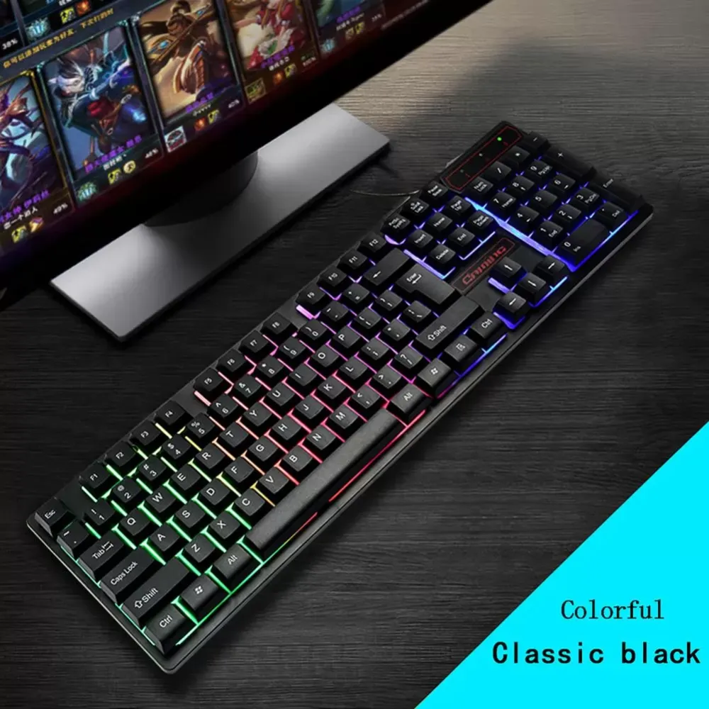 104 Keys USB Wired Blue Switch 9 Modes RGB Backlight Desktop Laptop Mechanical Gaming Keyboard for Home Office