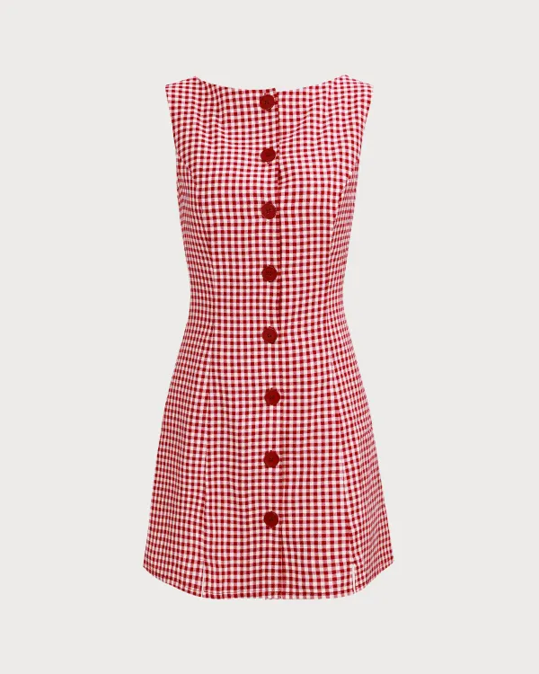 Red plaid sleeveless dress