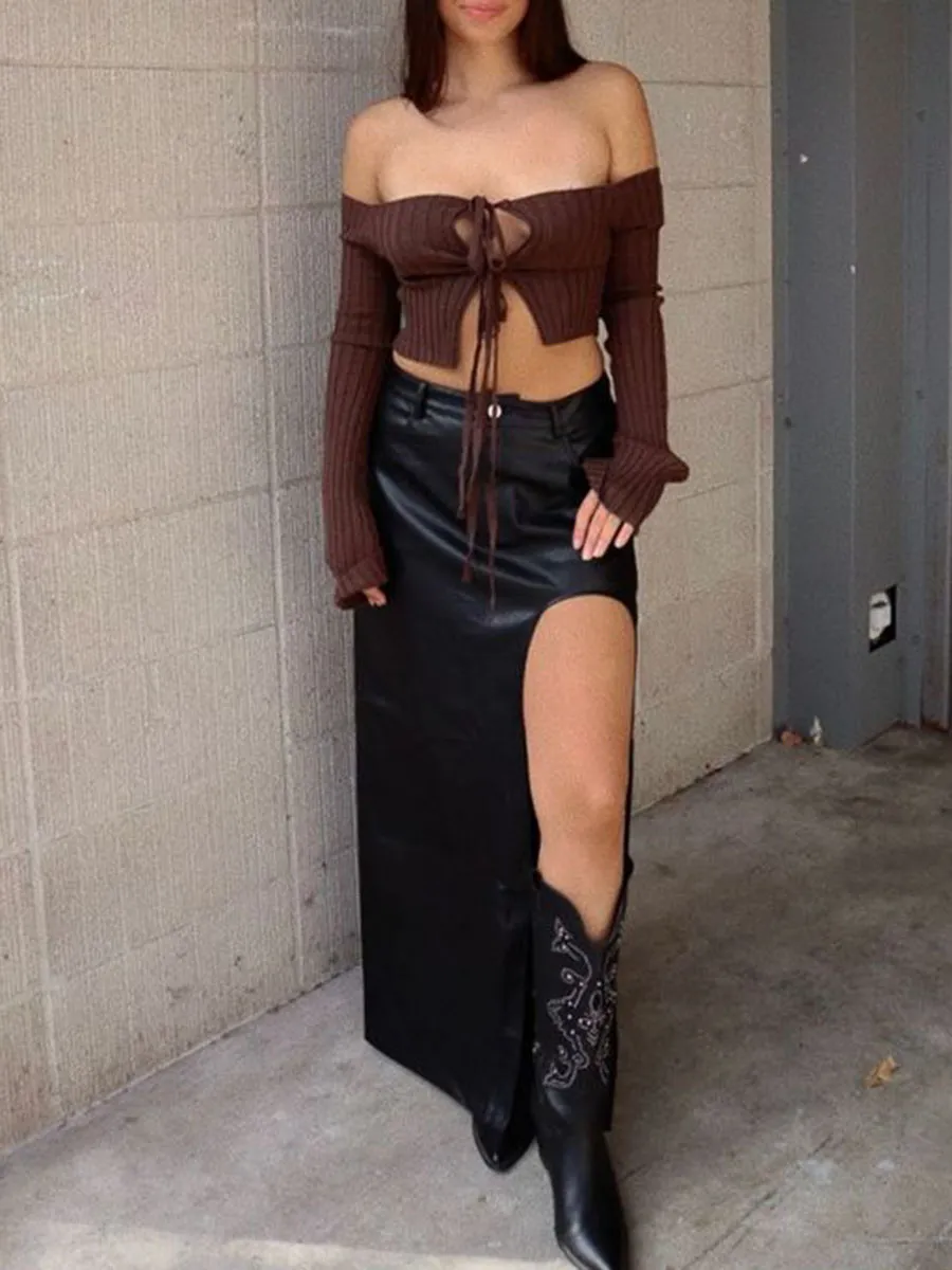 Faux Leather Maxi Skirts