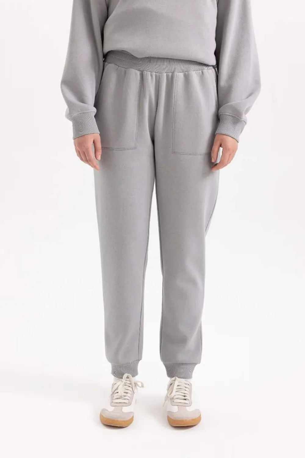 Jogger High Waist Thick Sweatshirt Fabric Trousers