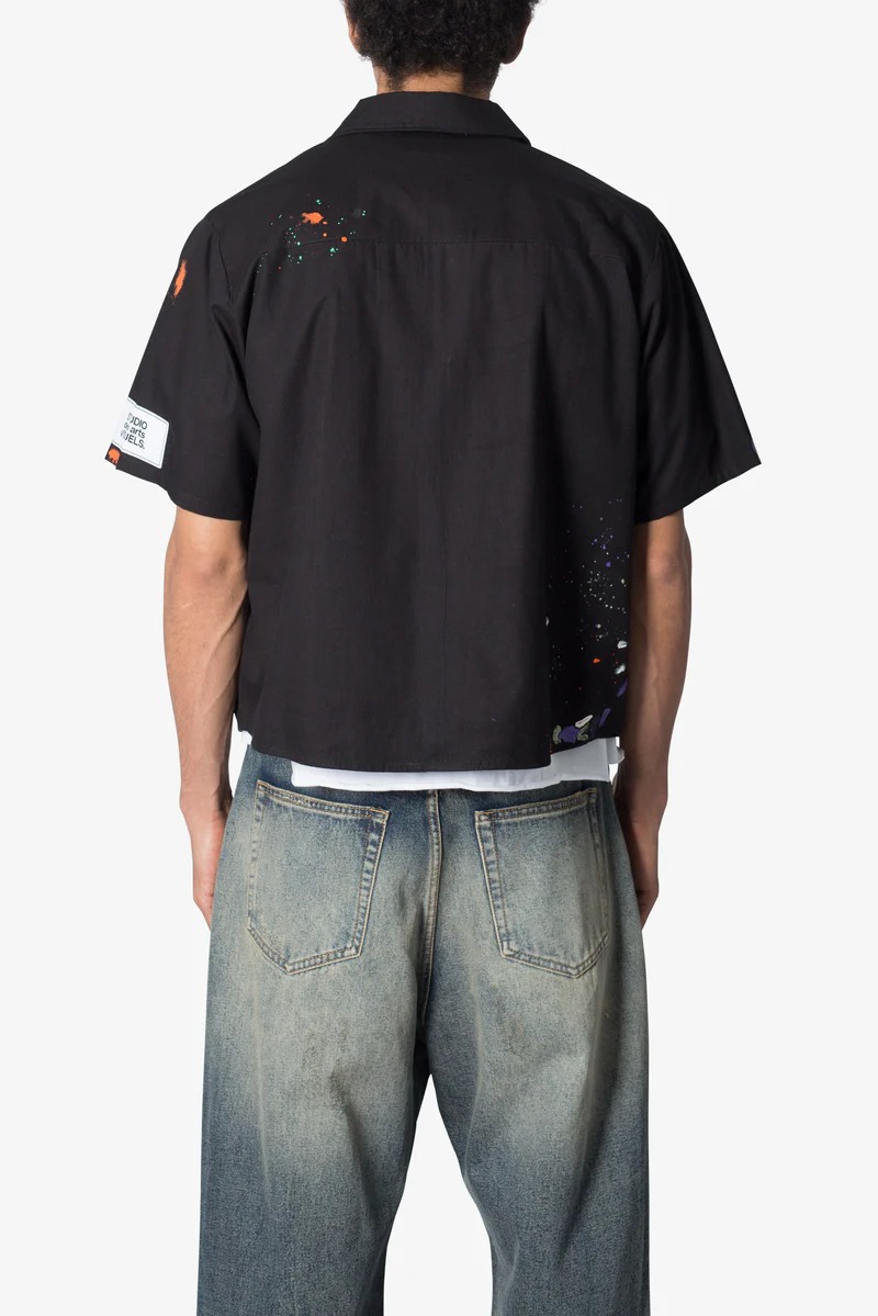 POPLIN PAINTER S/S BLACK SHIRT