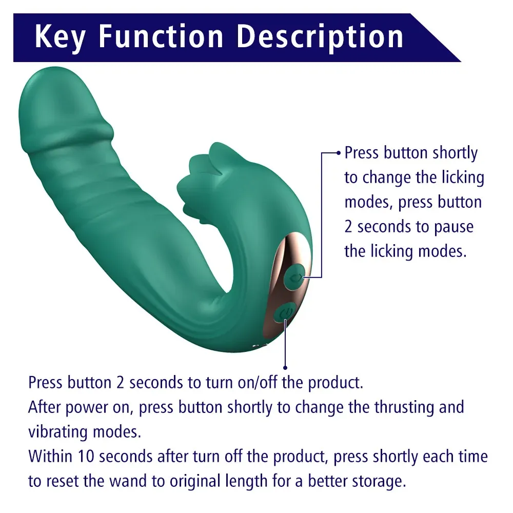 3 In 1 Wearable Vibrator G Spot Thrusting Dildo With 7 Thrusting Vibrating Tongue Licking Modes