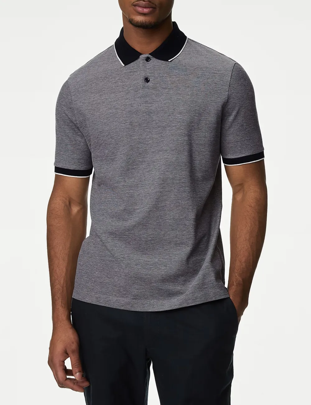 Pure Cotton Tipped Pique Shirt