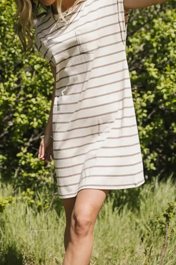 KENNEDY STRIPED T-SHIRT DRESS IN CREAM