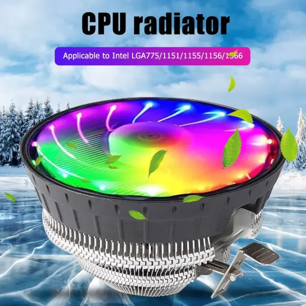 CPU Cooling Fan RGB Lighting 3 Pin Air Cooler Radiator for Intel LGA775/1151/1155/1156/1366 Cooling System