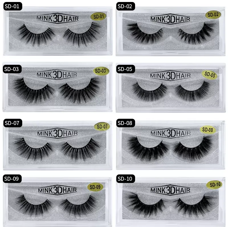 1 Pair SD Series 3D Mink Eyelashes Eyelash 3D Eye makeup Mink False lashes Soft Natural Thick Fake Eyelashes Lashes Extension Beauty Tools