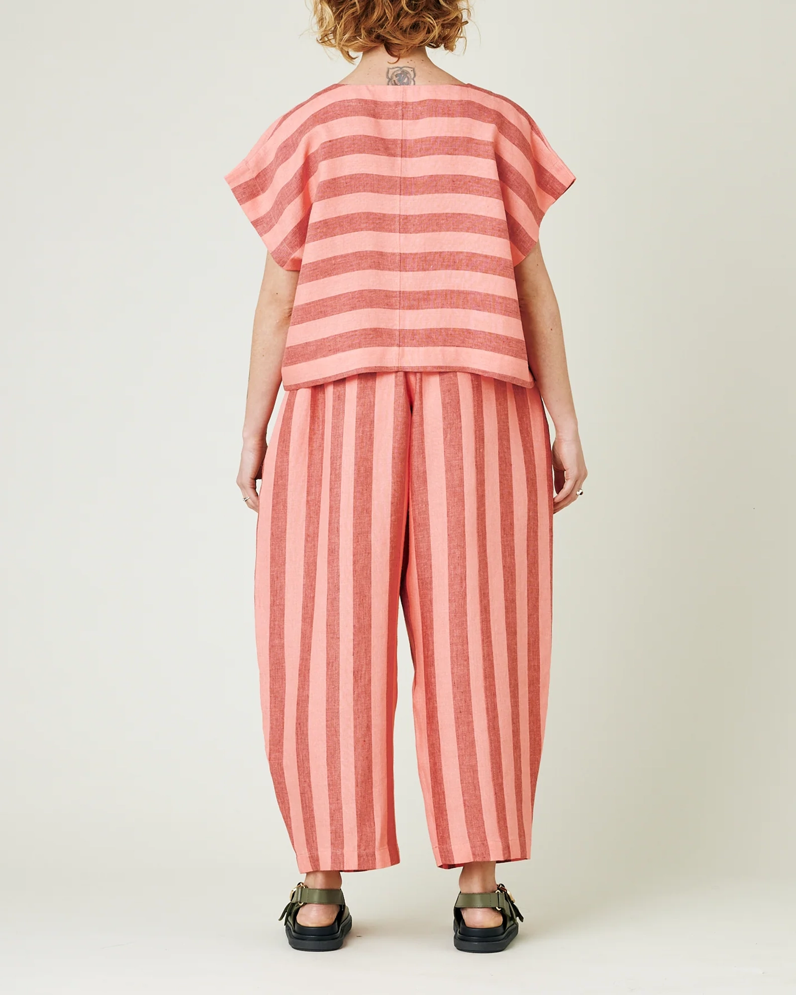 BLUSH STRIPE LINEN TROUSERS