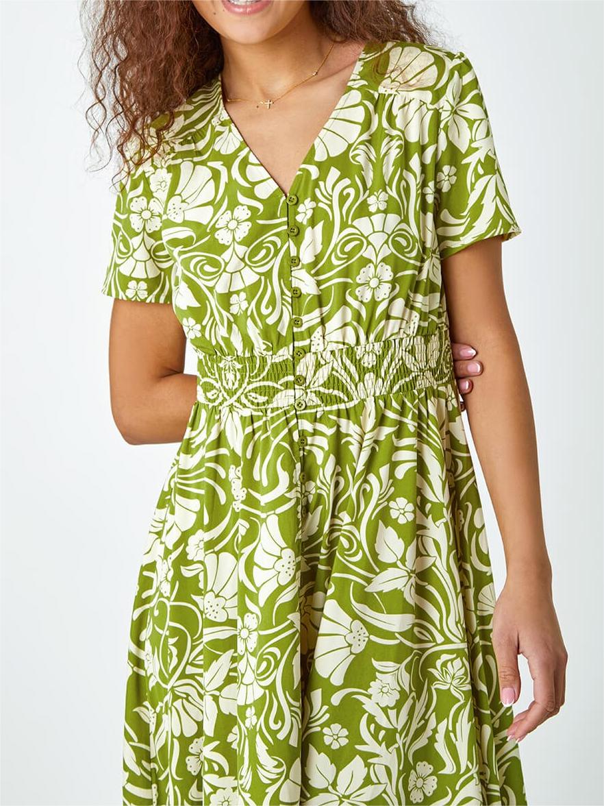 Chartreuse printed long dress