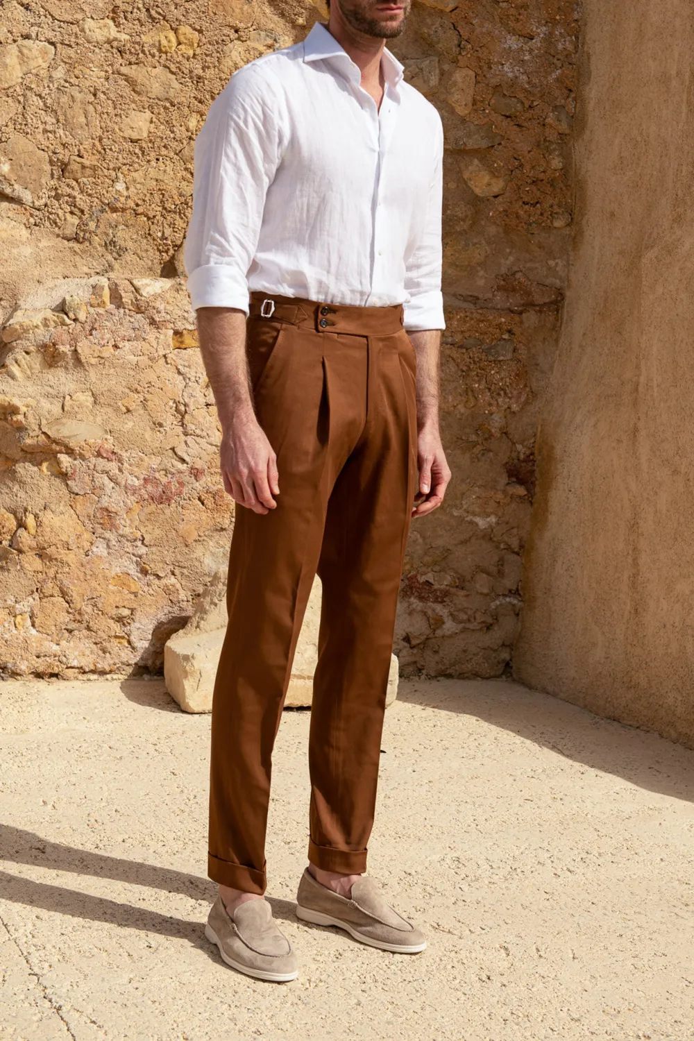 Cognac Cotton Trousers 