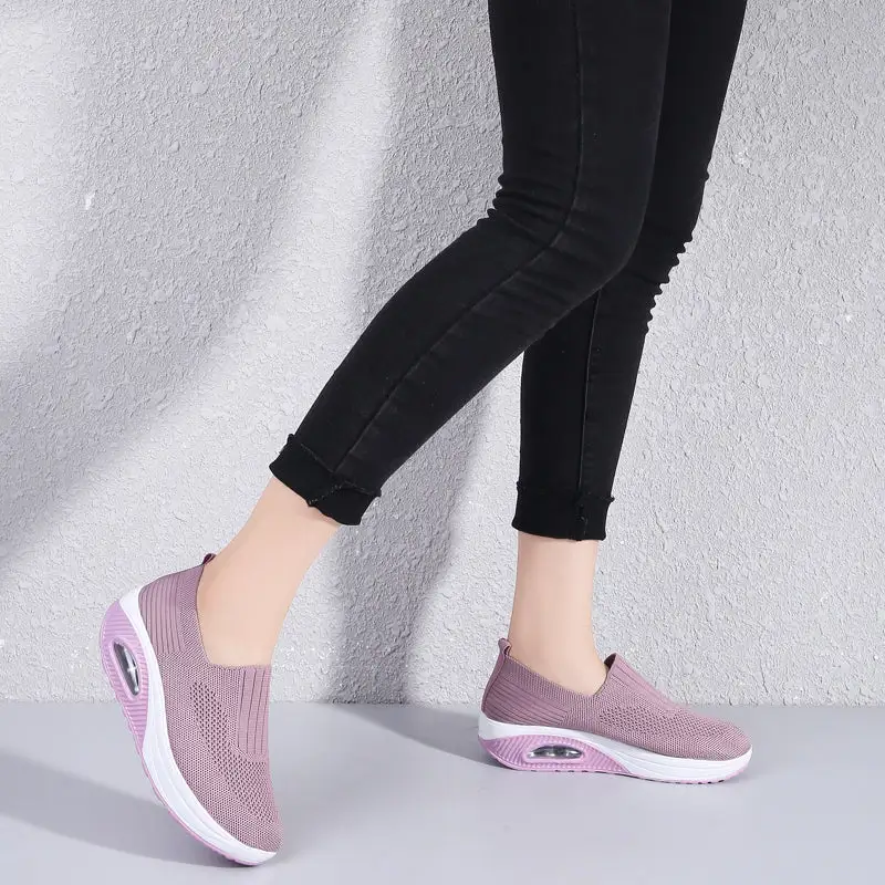 Cilool Casual Shoes Breathable Ladies Platform Sock Sneakers