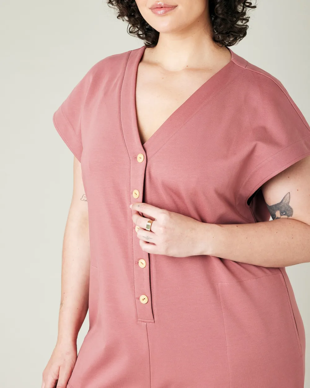 DUSTY PINK COTTON JERSEY JUMPSUIT