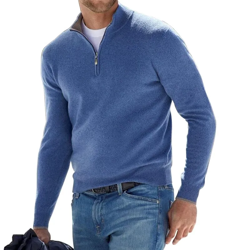 Men's Cashmere Zipper Basic Sweater