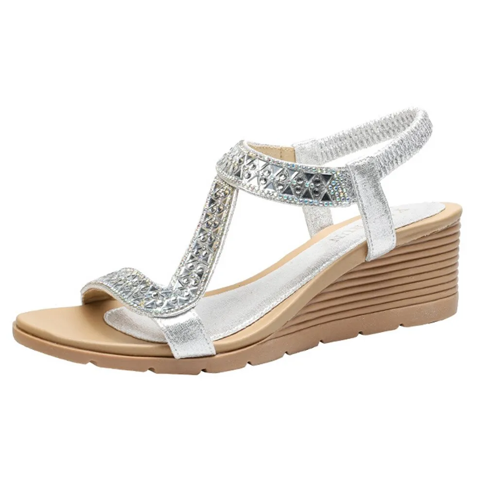 Cilool  Rhinestones New Platform Sandals