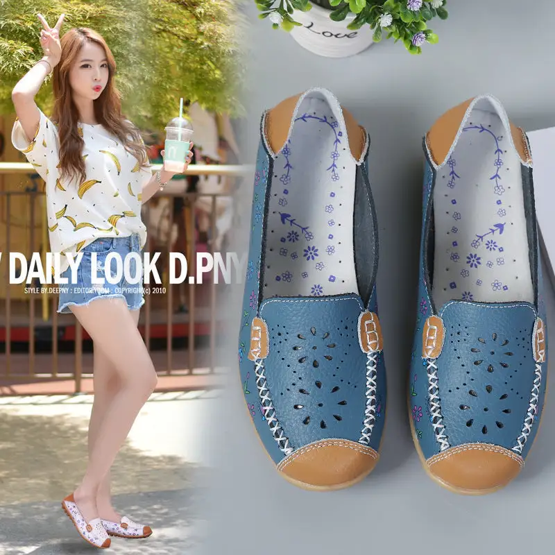 CiloolSlip on loafers Flowers Hollowed Out Casual Shoes