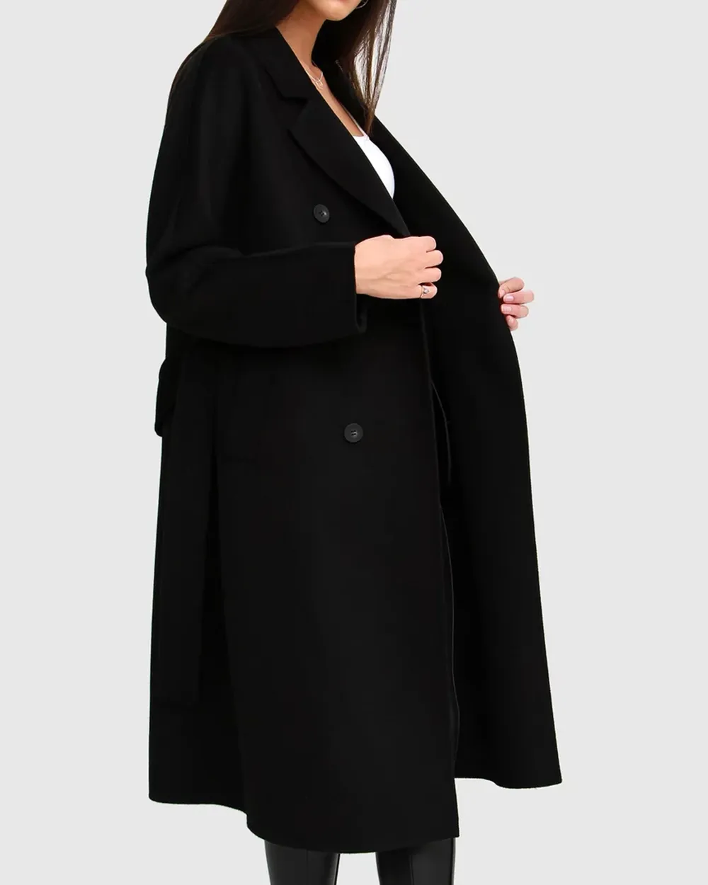 Boss Girl Double-Breasted Lined Wool Coat