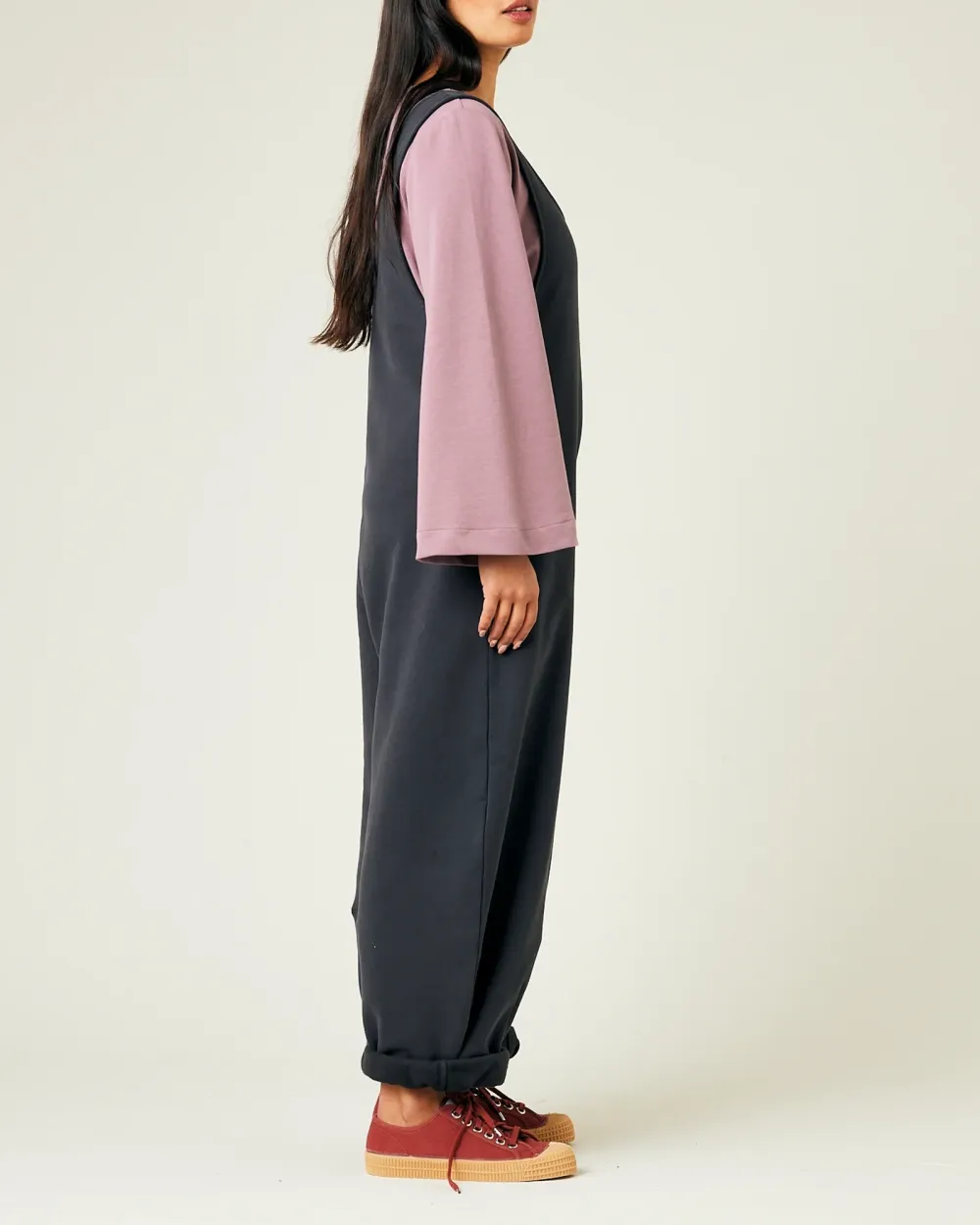 CLOVER ORGANIC COTTON JERSEY JUMPSUIT - SLATE