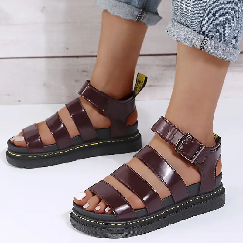 Summer Streetwear Martens Shoes Woman Flats Platform Sandals