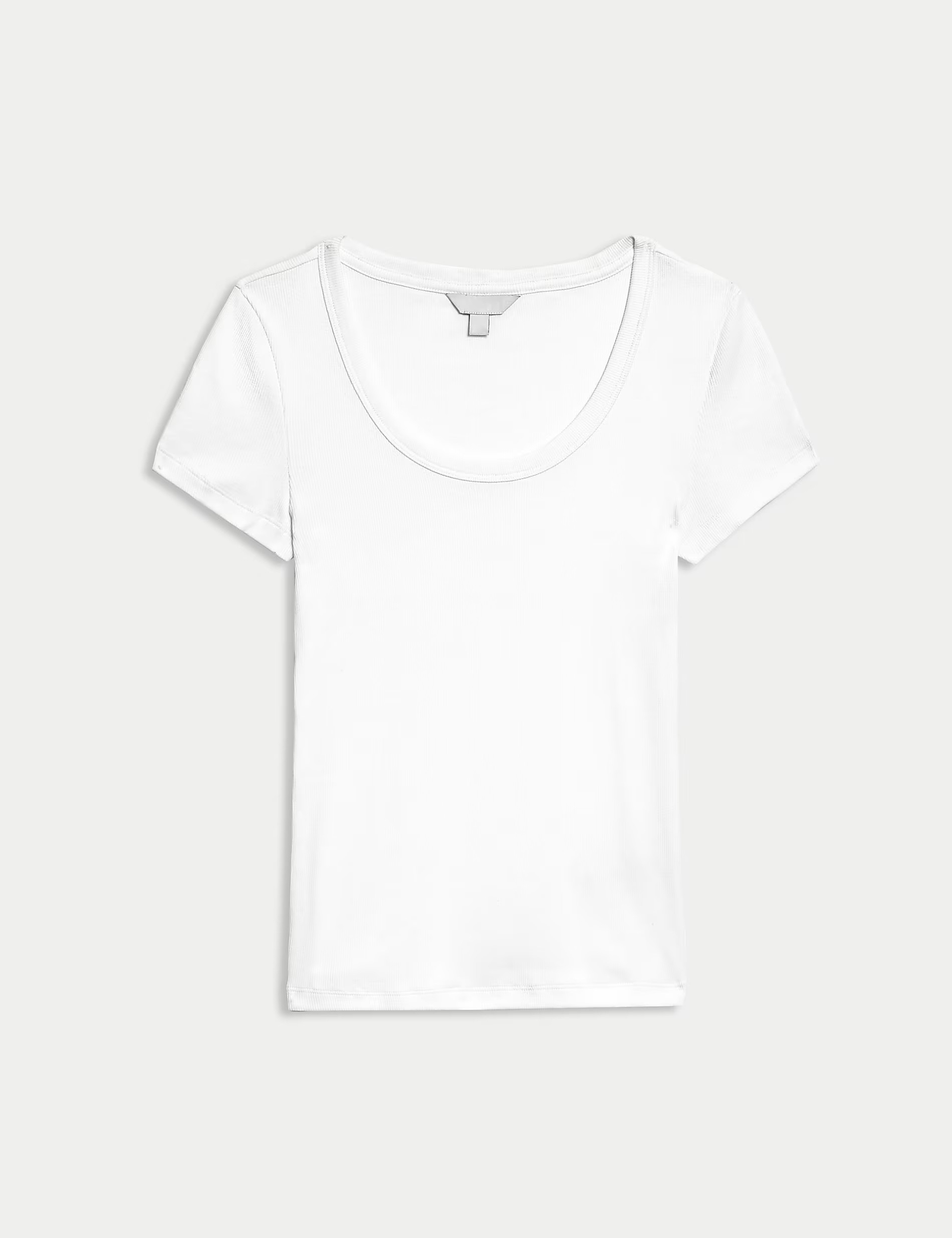 Cotton Rich Slim Ribbed Scoop Neck T-shirt