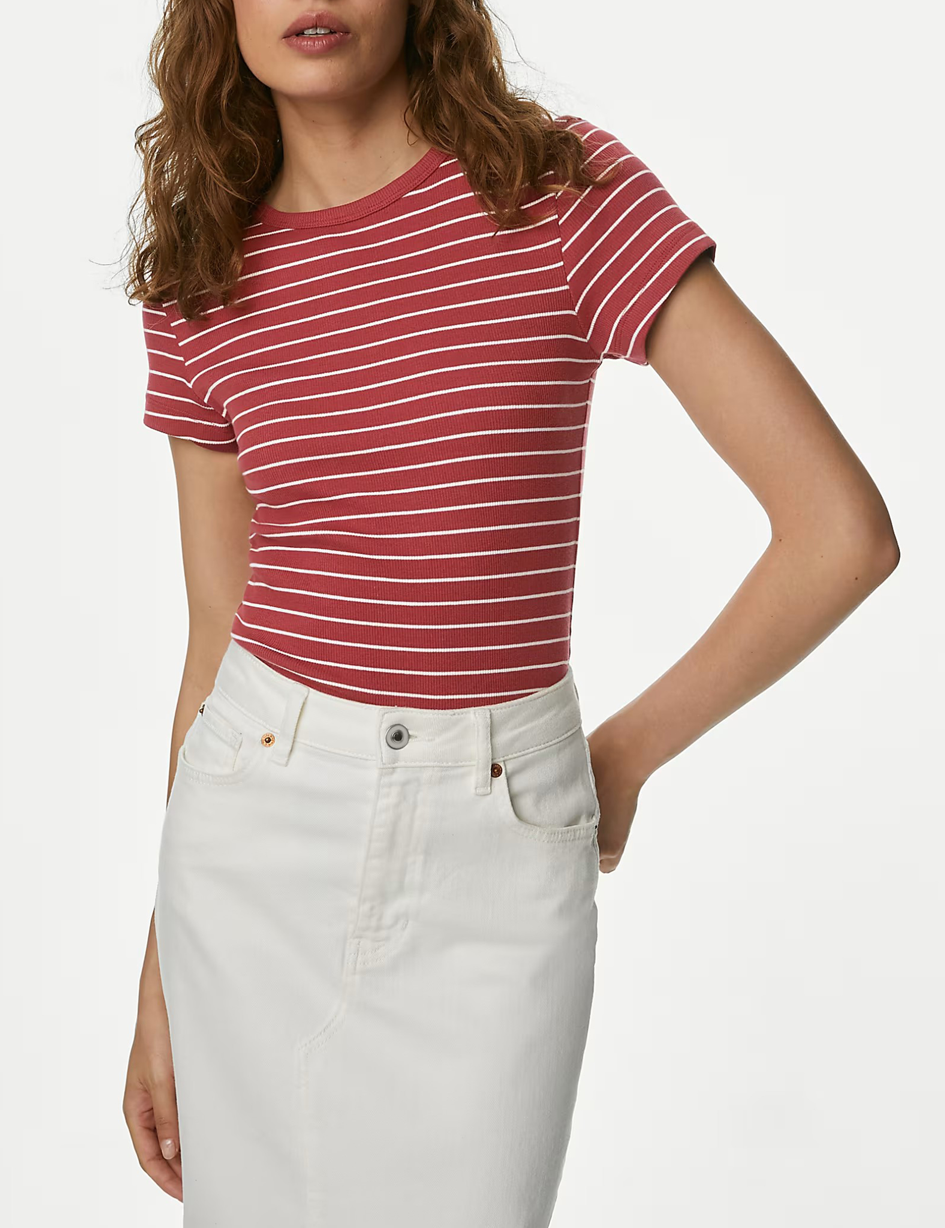 Cotton Rich Striped Ribbed T-Shirt