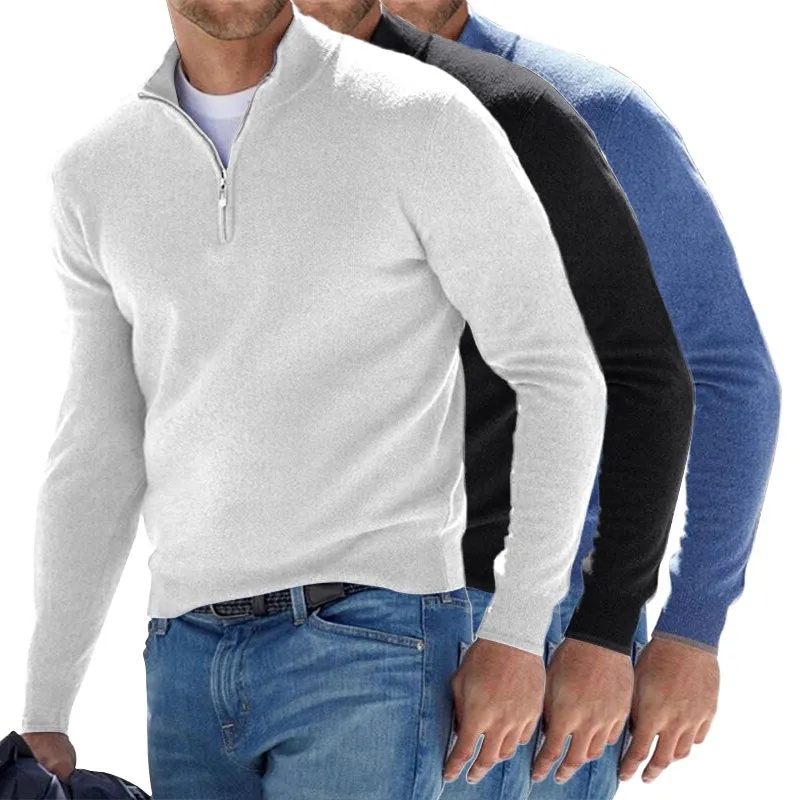 Men's Cashmere Zipper Basic Sweater