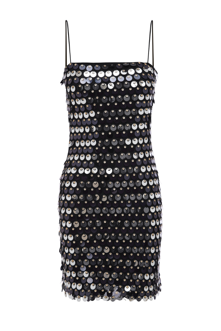 Strapless sequined mini dress