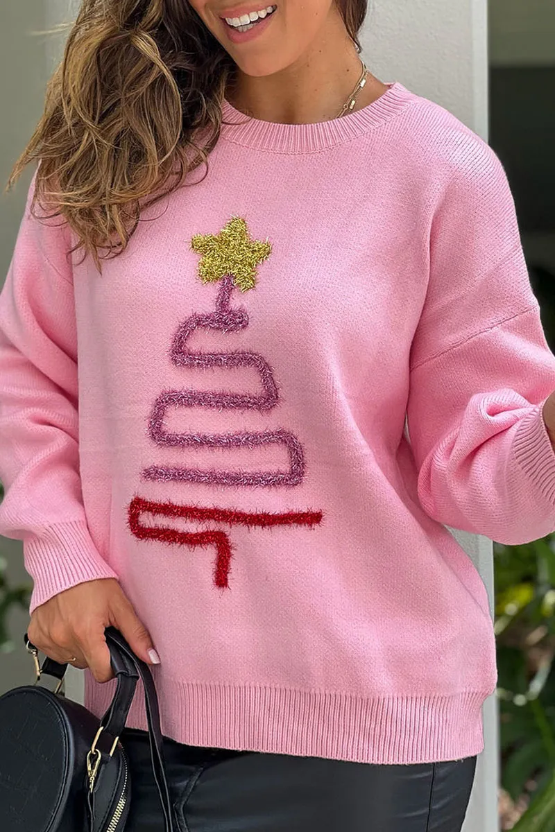 Pink Sparkly Christmas Tree Sweater