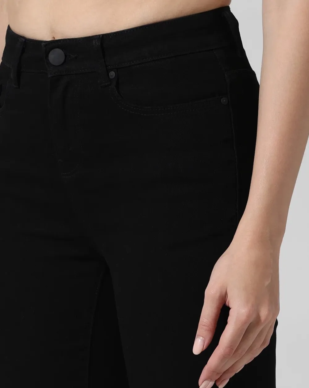 Black High Rise Flared Jeans