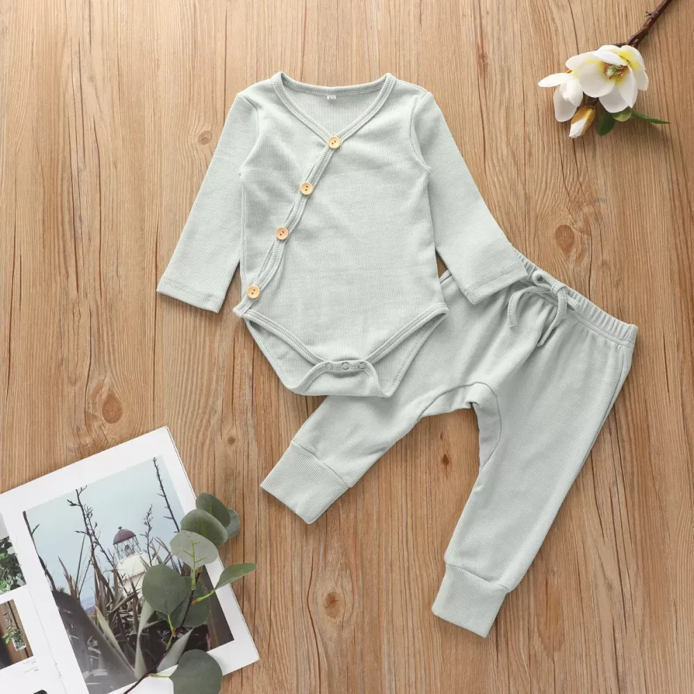 Bodysuit Ribbed Joggers 0-18M Newborn Kid Baby Boy Girl Pajamas set Long Sleeve Body Top and Pants suit Elegant Cute lovely sweet Pjs Set Sleepwear