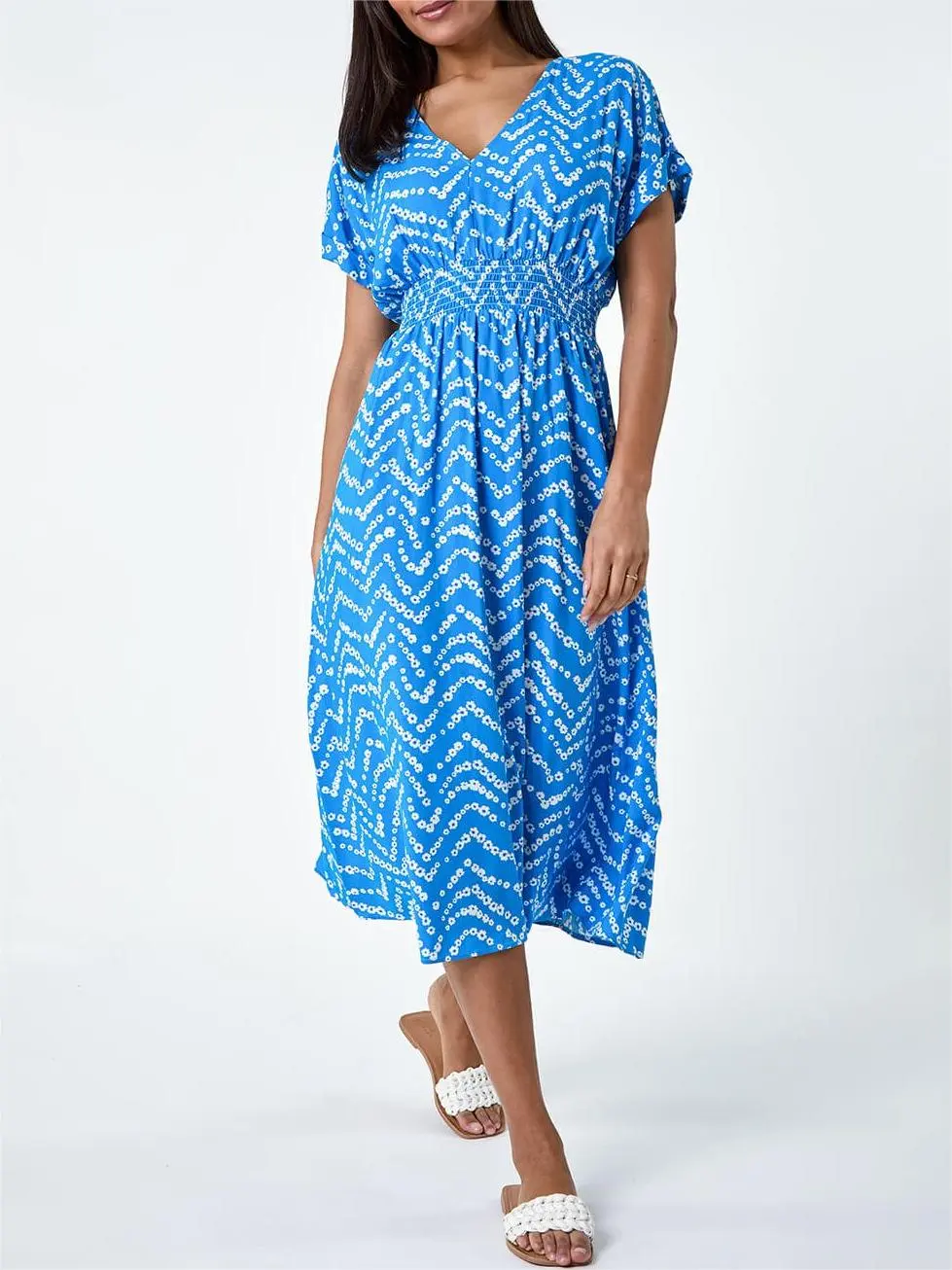 Blue Casual Printed Dress