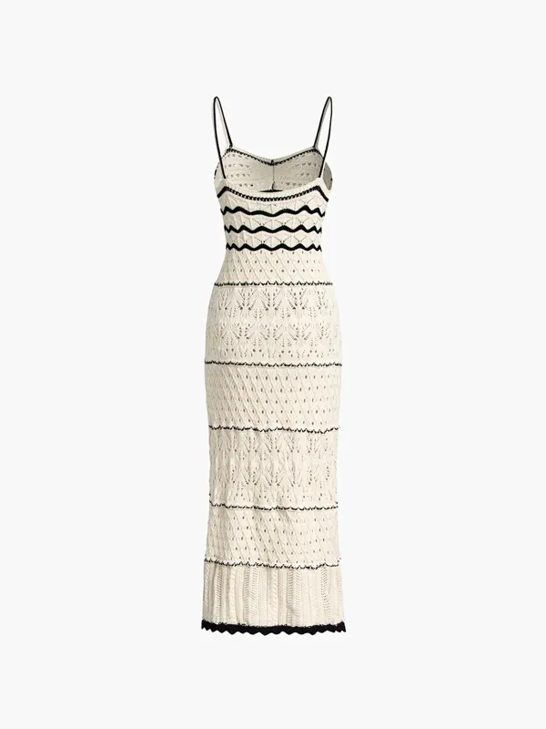 Paros Crochet Eyelet See Through Midi Dress