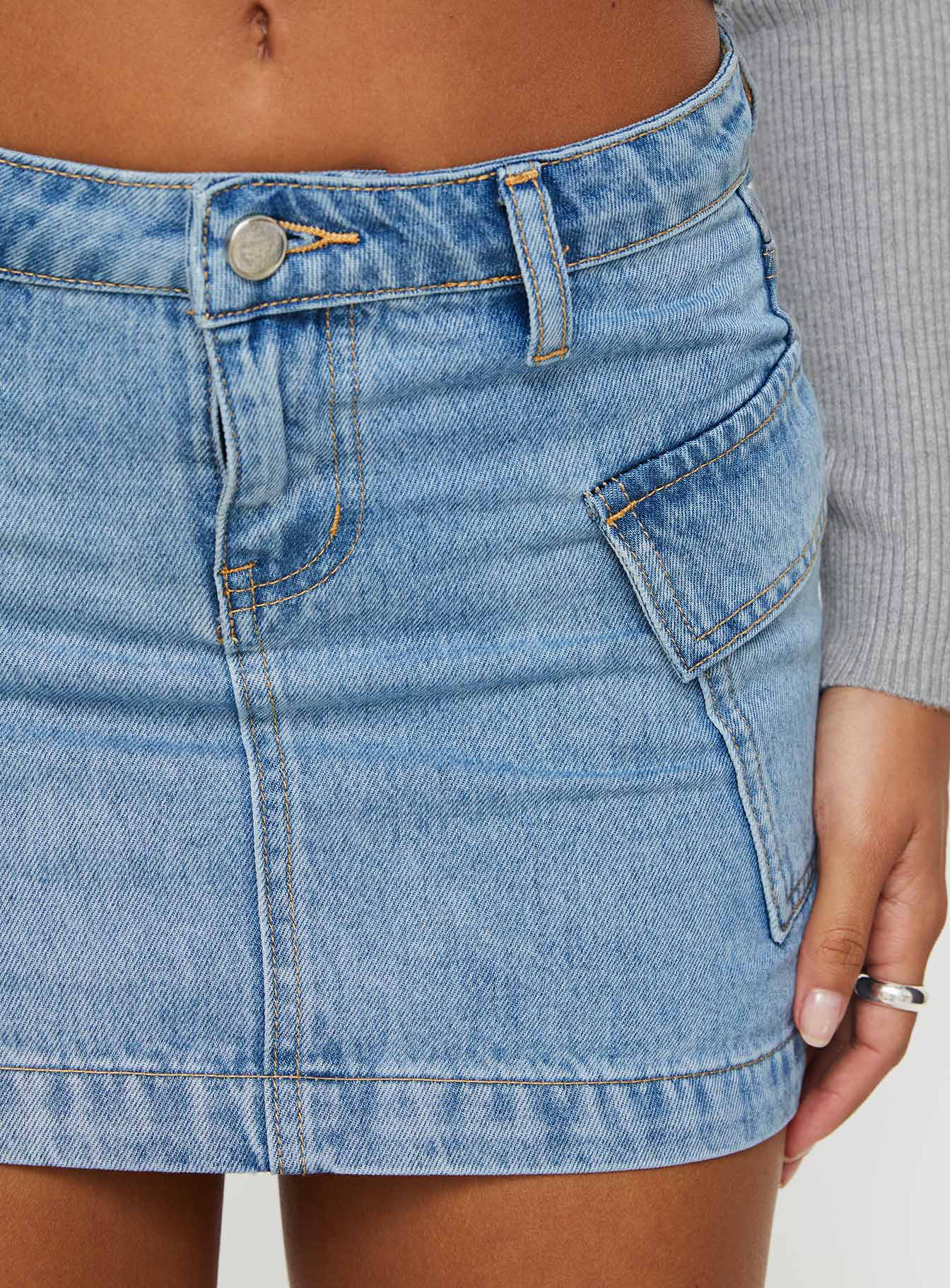 Zakai Cargo Denim Mini Skirt