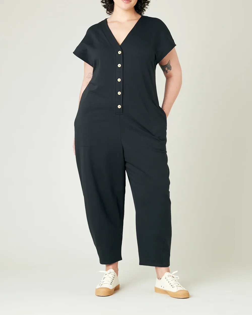 SLATE COTTON JERSEY JUMPSUIT