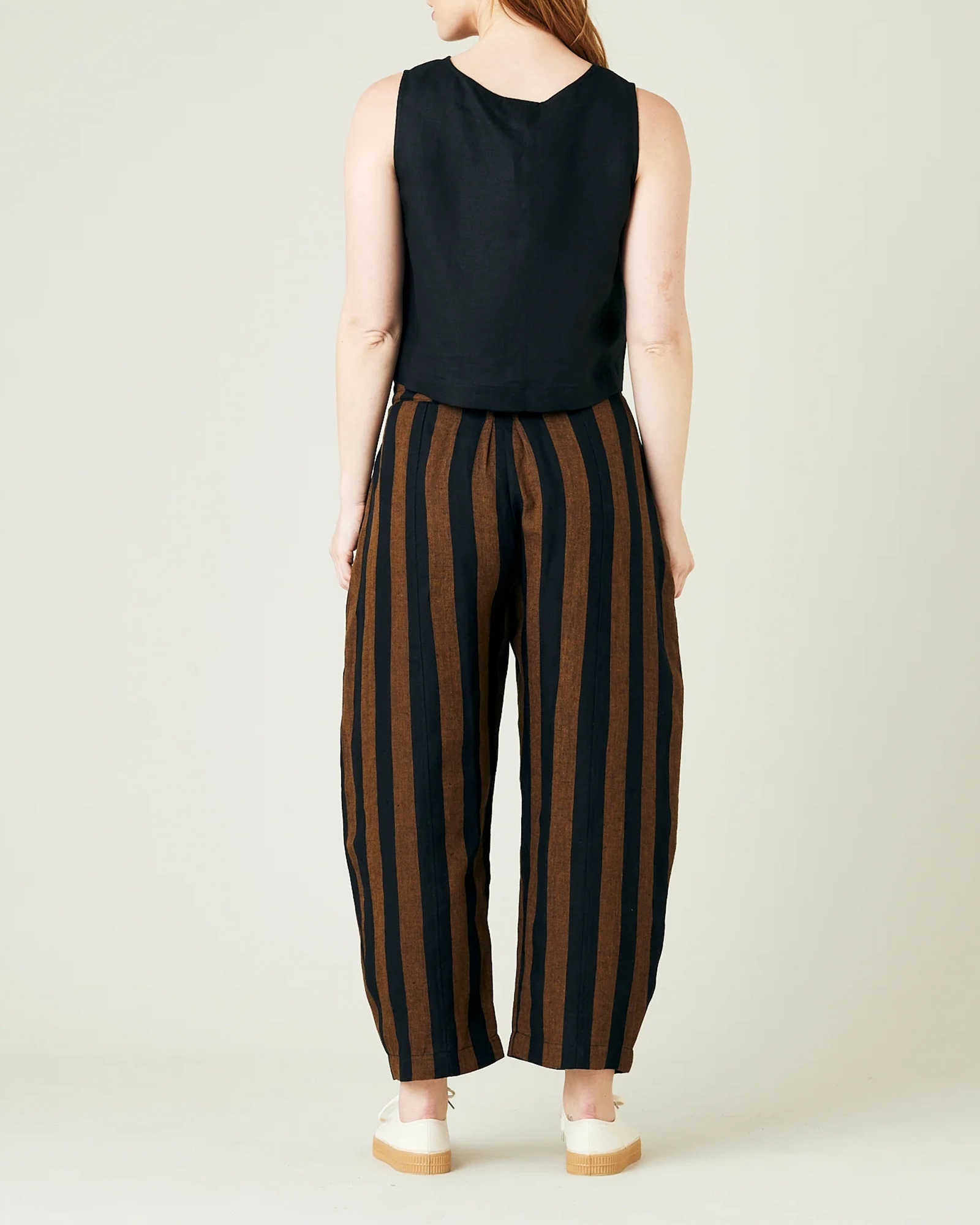 RUST AND BLACK STRIPE LINEN TROUSERS