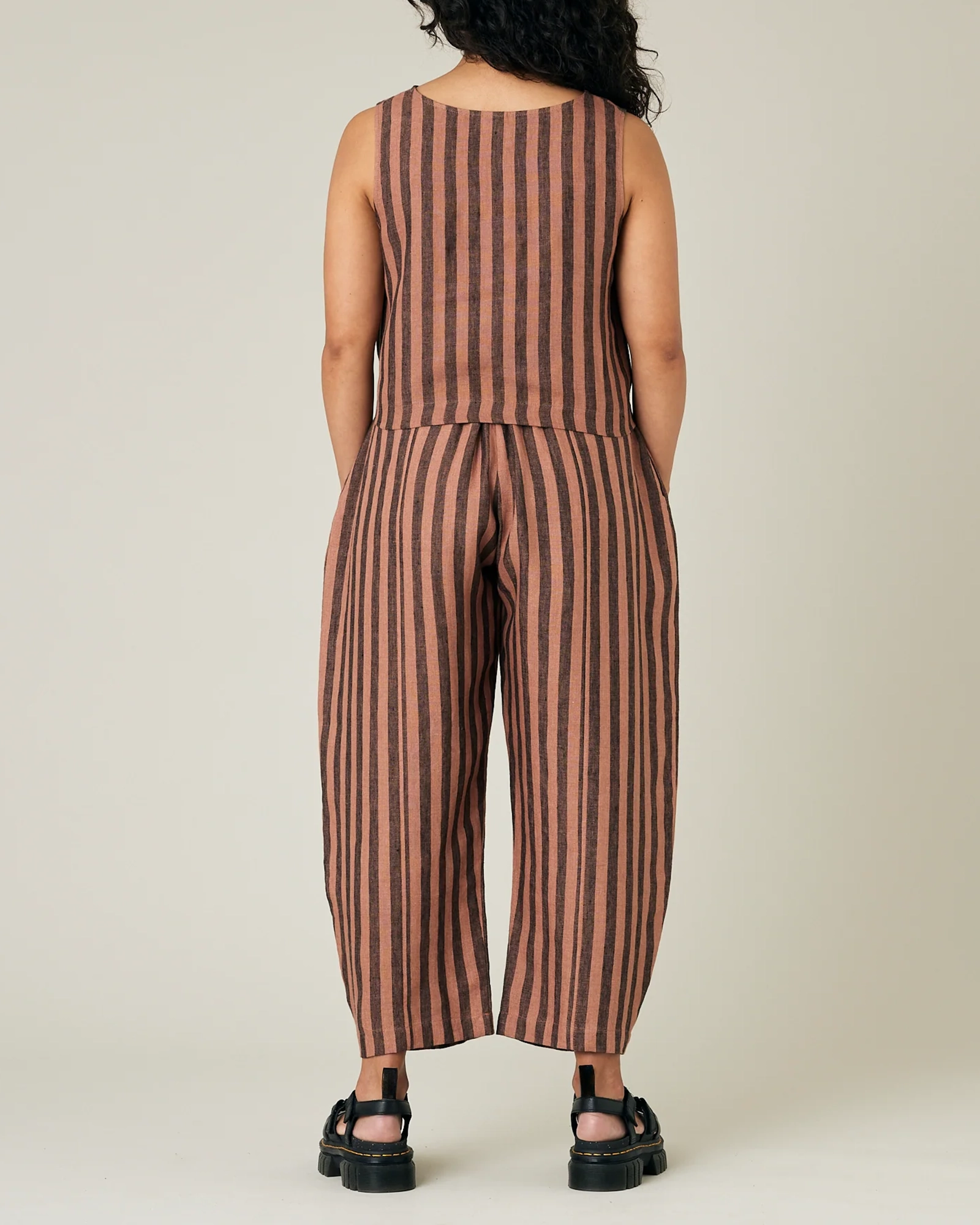 BISCUIT STRIPE LINEN TROUSERS