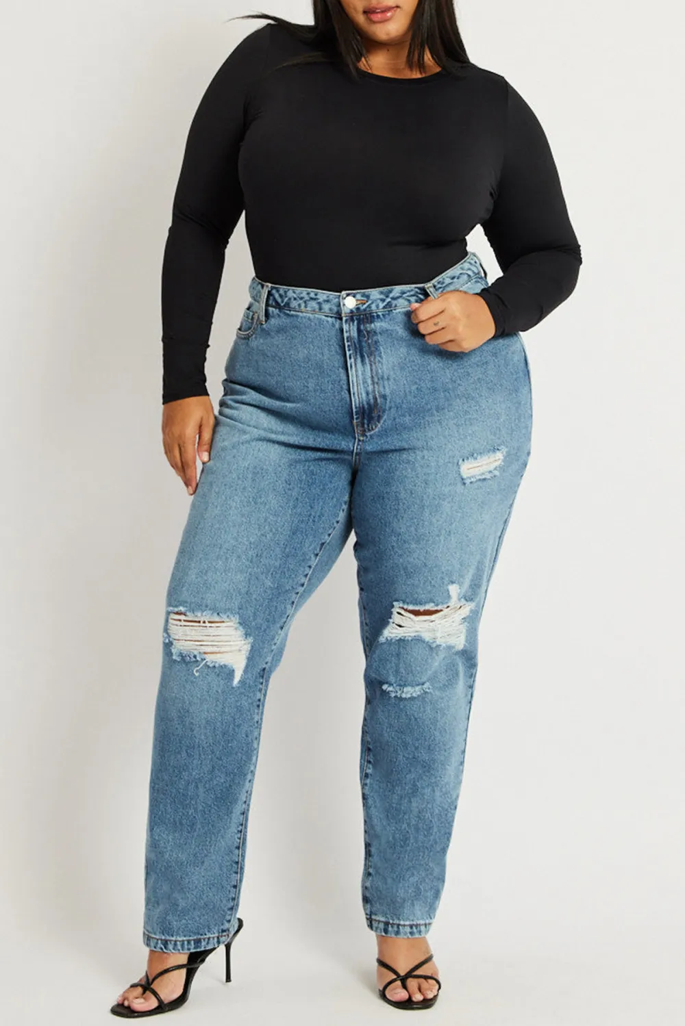 Denim Wide Leg Jeans High Rise