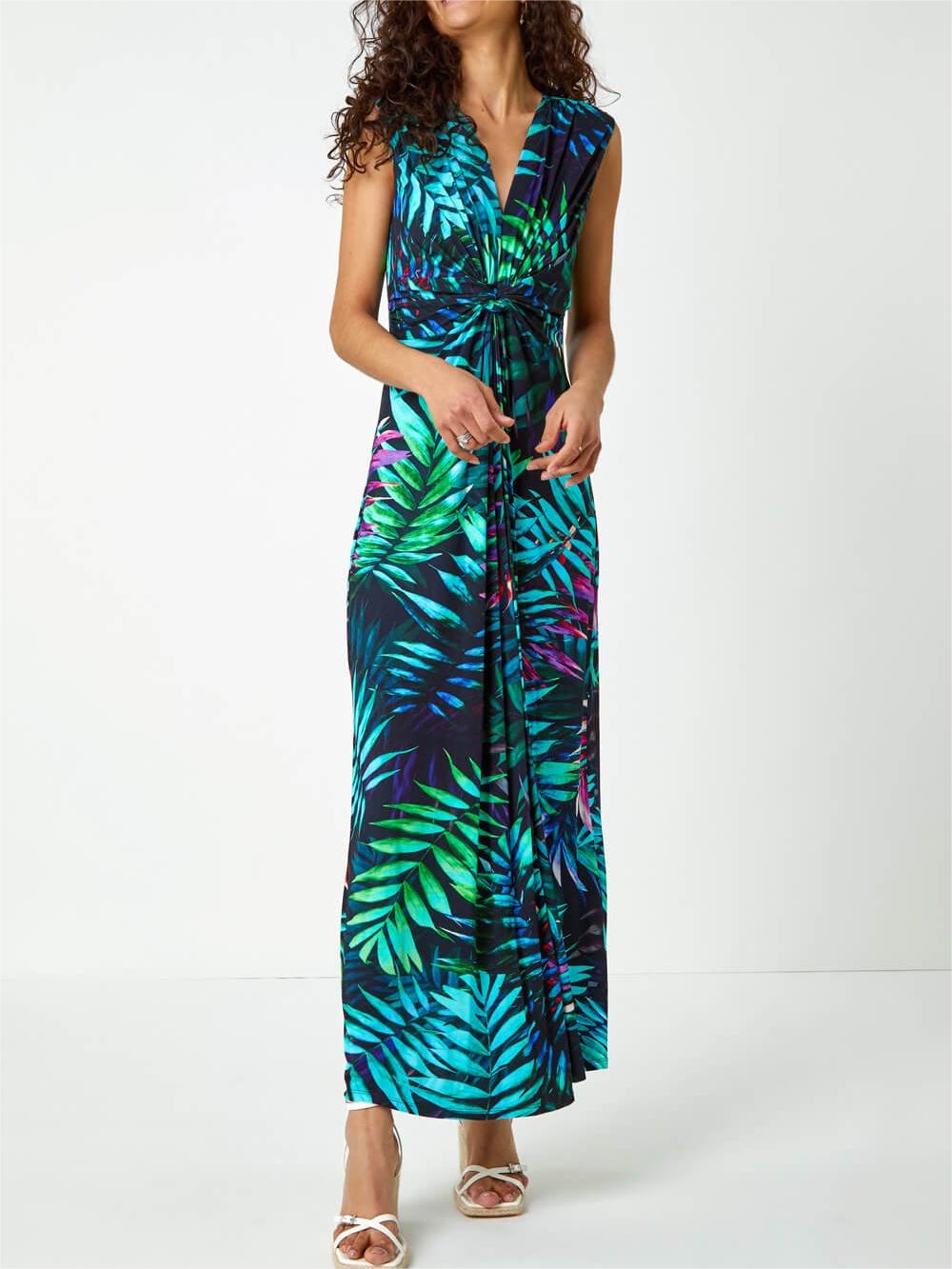 Beach resort print maxi dress