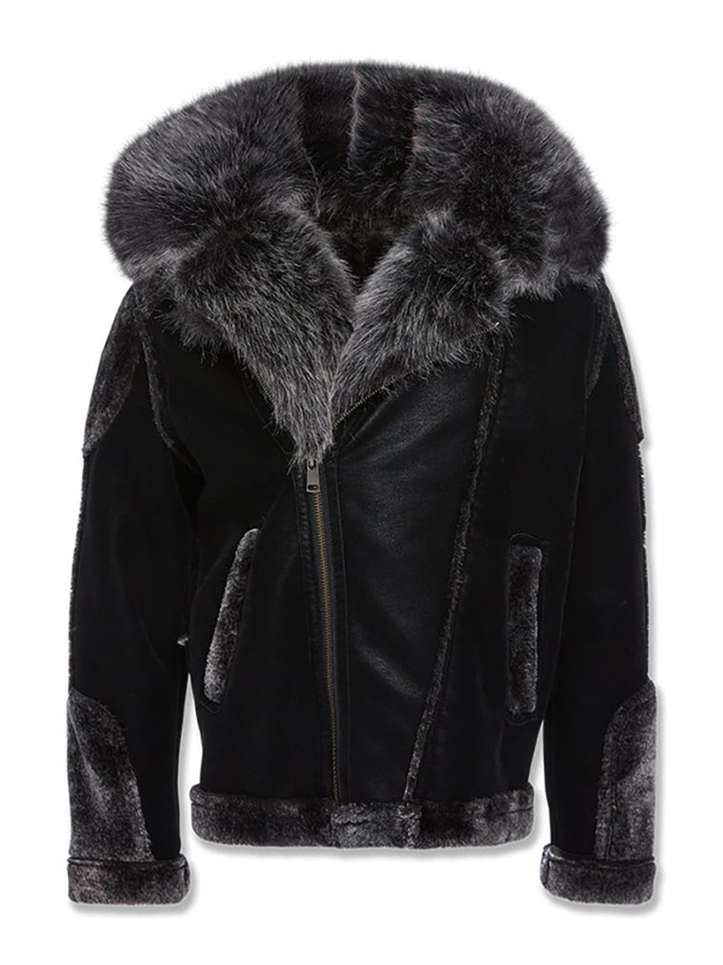 Men's Black Shearling Moto Jacket