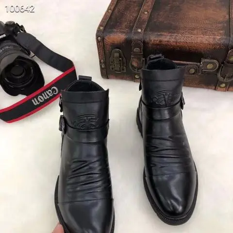 Italian Hand-embossed Zipper Martin Boots