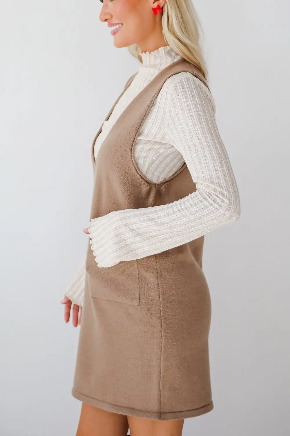 Perfect Outcome Mocha Mini Sweater Dress - DOORBUSTER