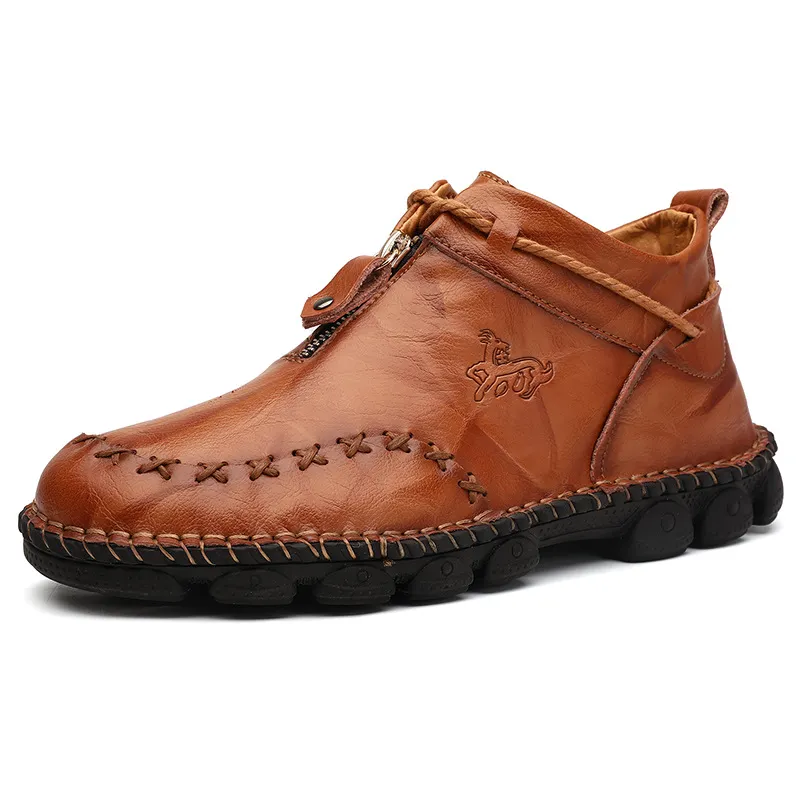 Men's Genuine Leather Flat Martin Boots