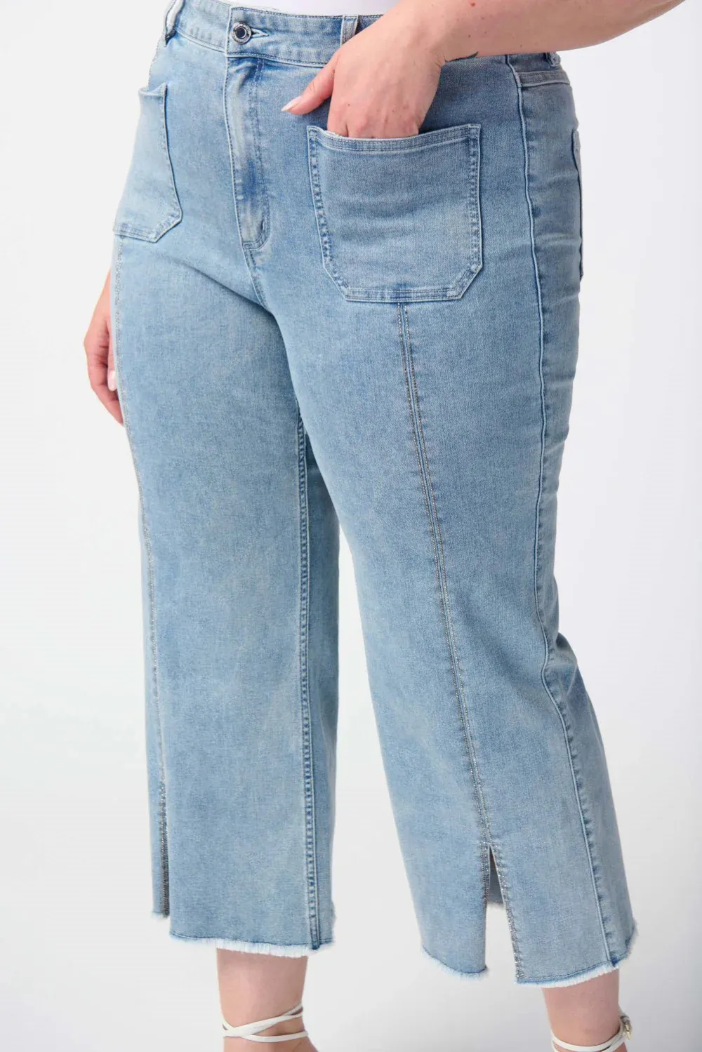 Culotte Jeans With Embellished Front Seam