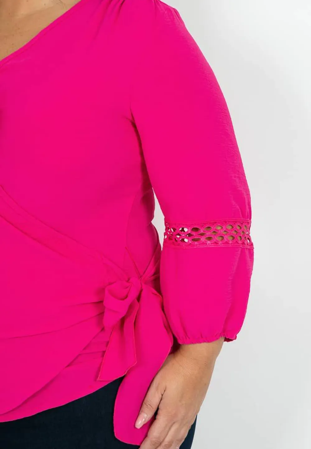 Cerise Front Wrap Top