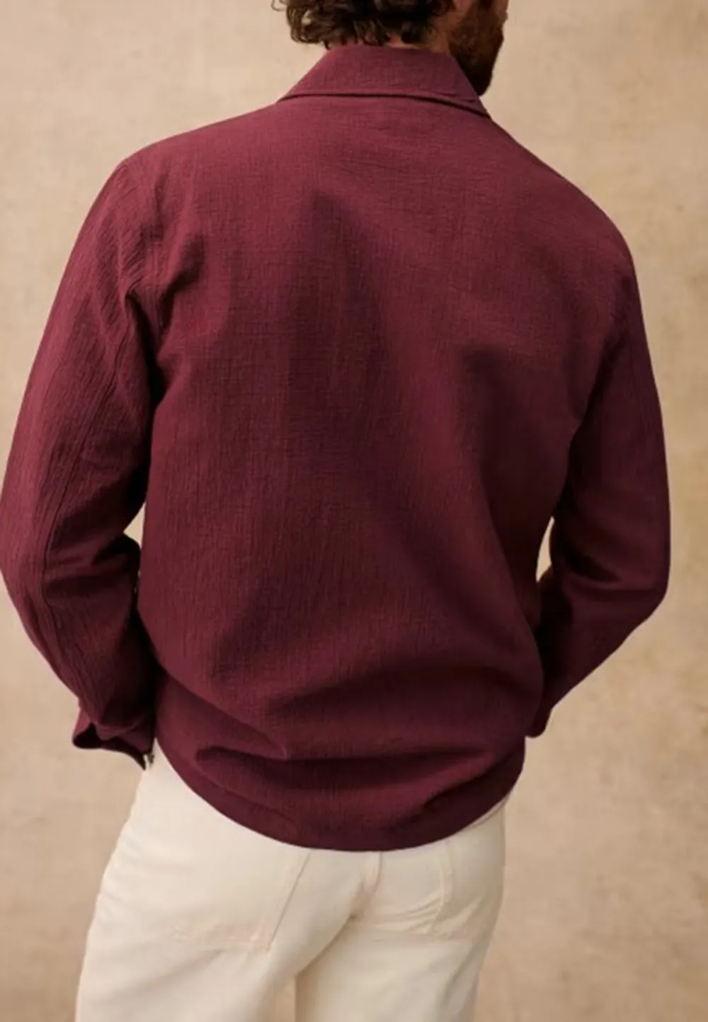 Tim Coton Texture Jacket-Raspberry