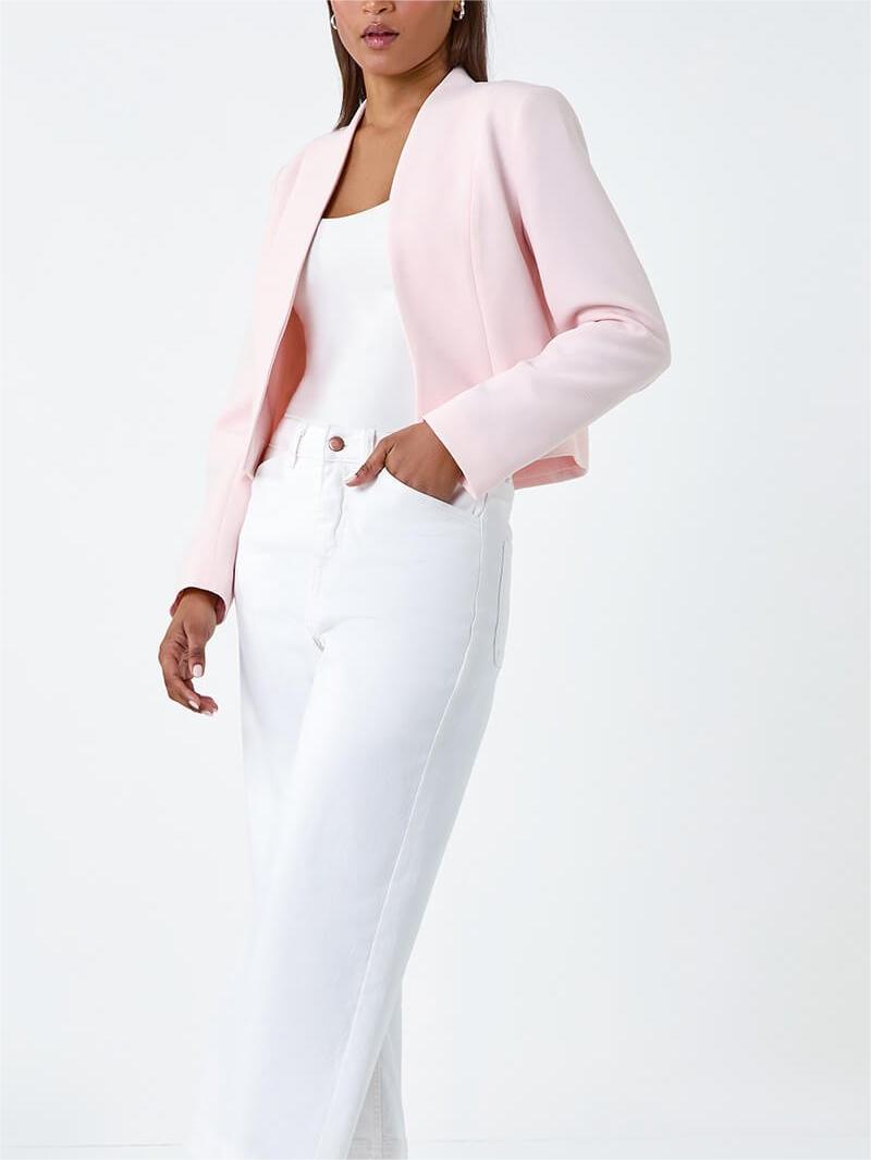 Pink Textured High Neck Jacket