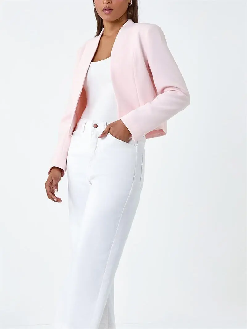 Pink Textured High Neck Jacket