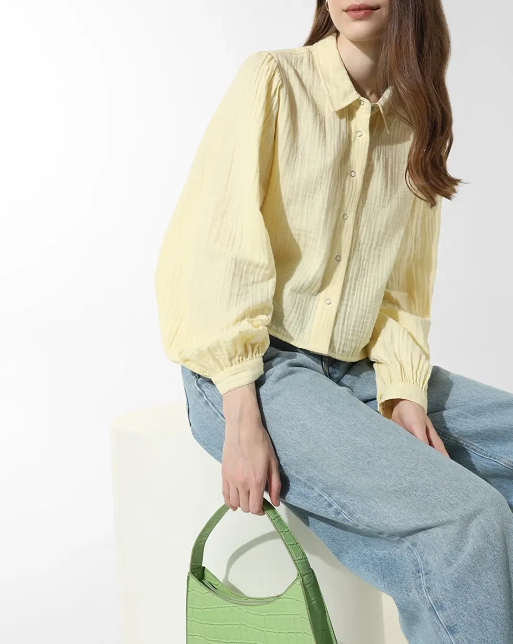 Yellow Puff Sleeves Shirt